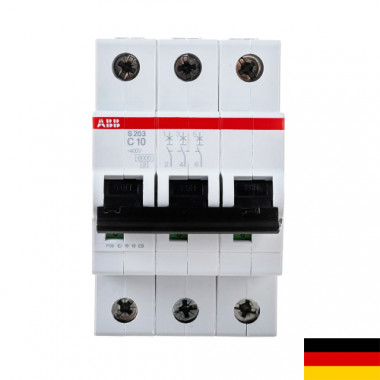 Автоматический модульный выключатель ABB 3п C S203 6кА 10А 2CDS253001R0104