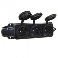 Колодка тройная с загл. каучук 2Р+Е 16А 220V